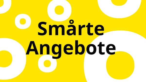  Smarte Angebote Grafik in gelb mit weißen Donutförmigen Kringeln.