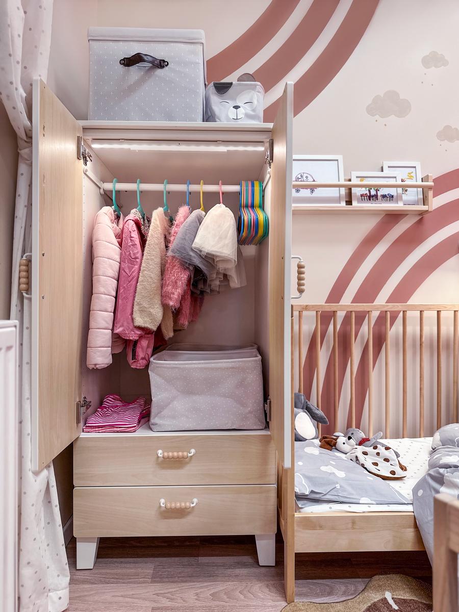 SMÅSTAD Szafa, biały/brzoza z 2 szufladami