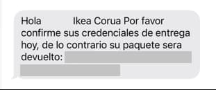 SMS suplantando la identidad de IKEA