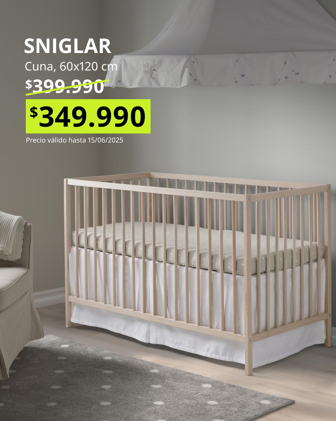 SNIGLAR cuna 60x120 haya diseño simple seguro y duradero para bebé