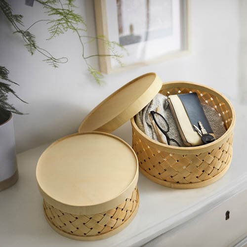 SNÖPLOG
Basket with lid set of 2,
Poplar