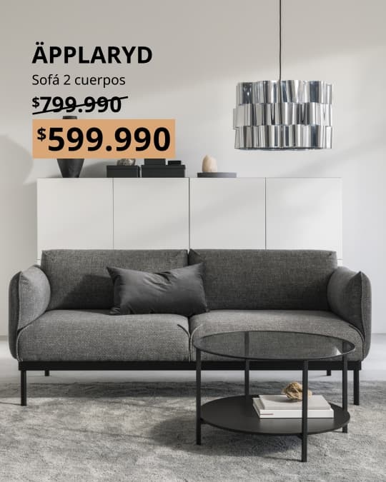 Sofá 2 cuerpos APPLARYD gris con precio especial