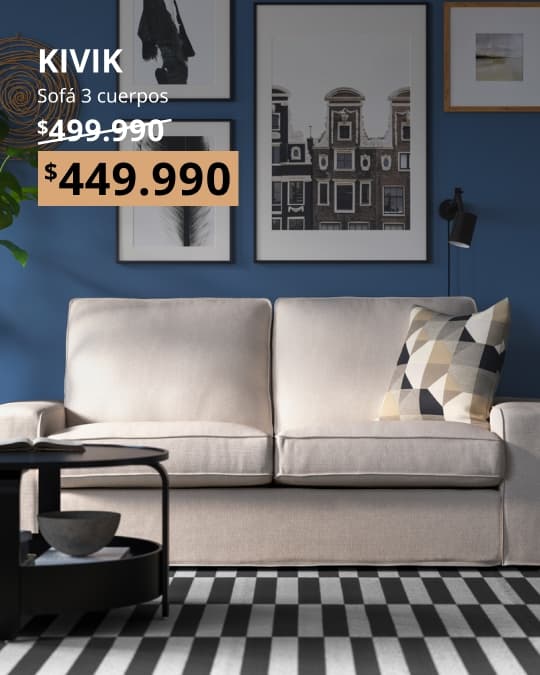 Sofá 2 cuerpos KIVIK beige con cojín