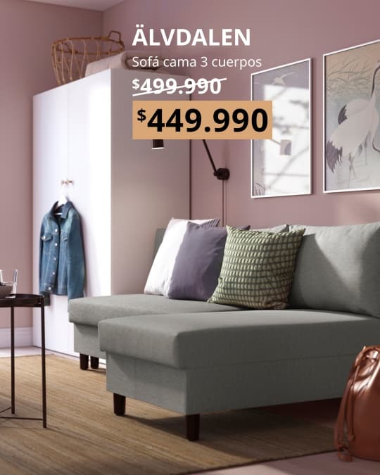 Sofá cama ALVDALEN 3 cuerpos gris