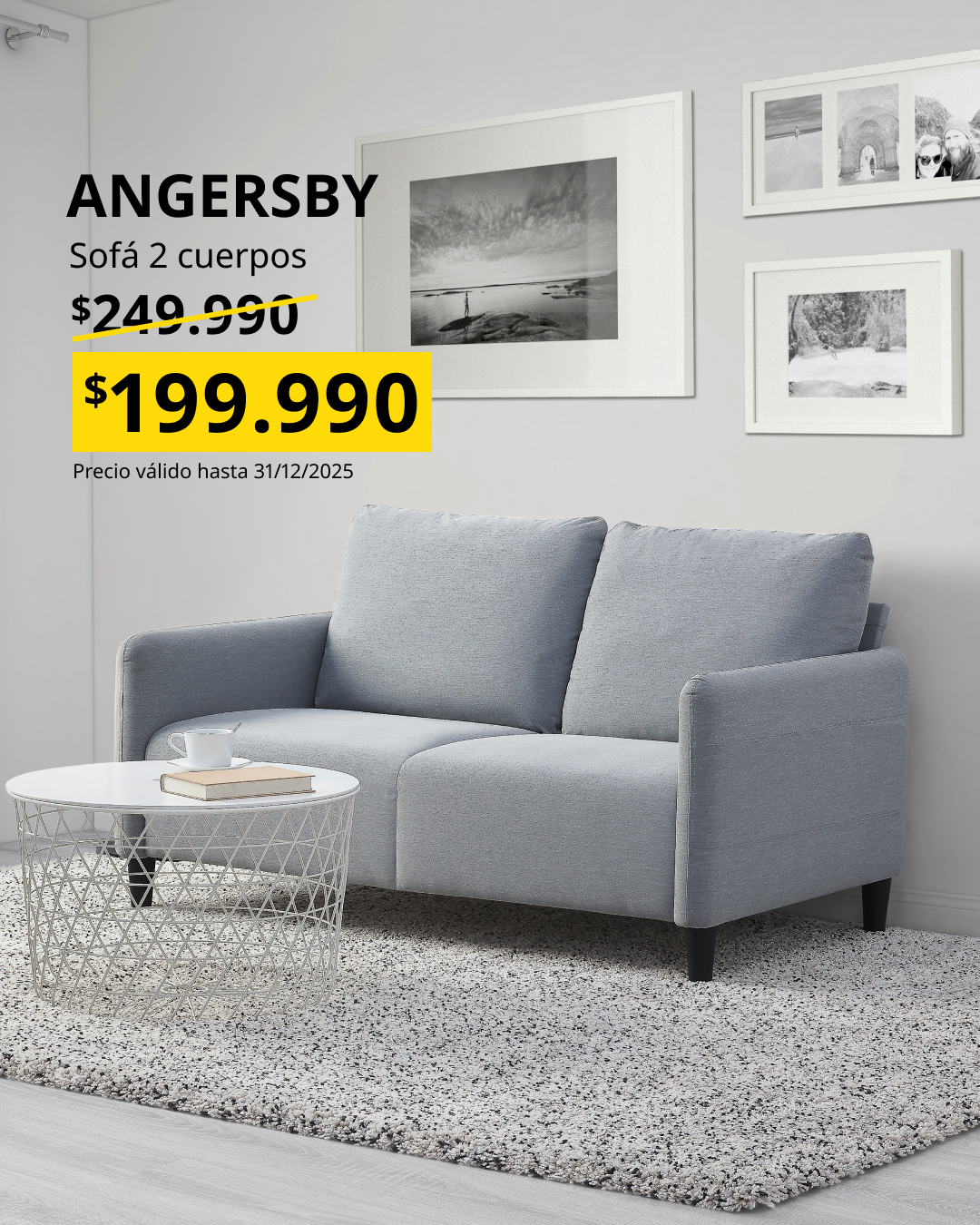 Sofa dos cuerpos gris