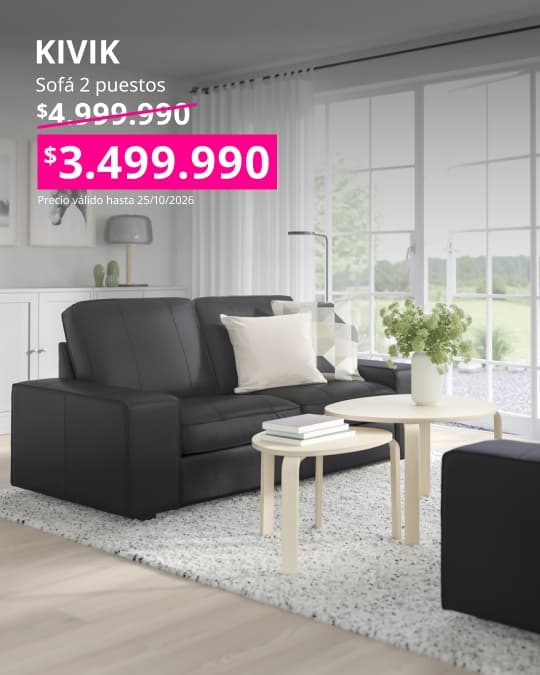 Sofá KIVIK de 2 plazas con acabado Grann/Bomstad en color negro, de diseño cómodo y versátil.
