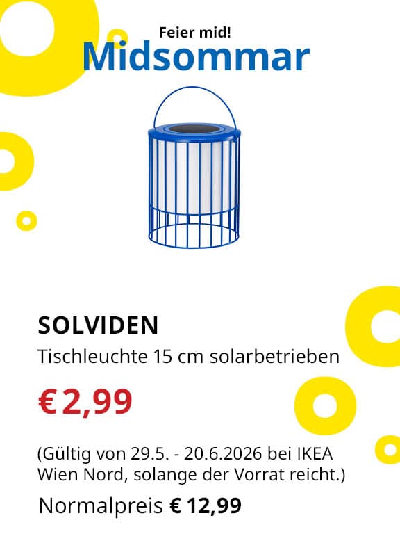 SOLVIDEN
Tischleuchte 15 cm solarbetrieben
€2,99 statt €12,99