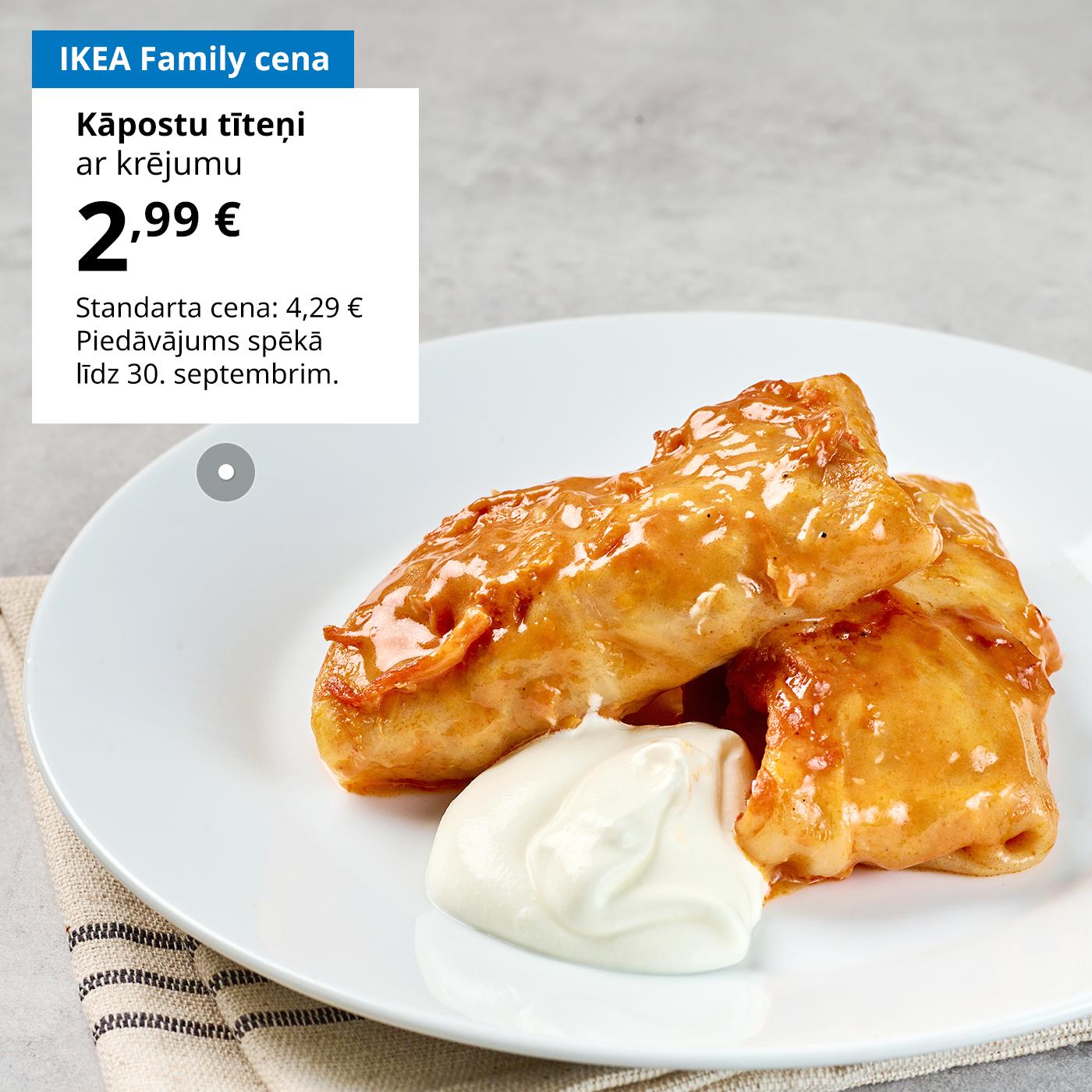 Šomēnes IKEA Family kluba biedri par īpašu cenu var nobaudīt kāpostu tīteņus ar skābo krējumu.