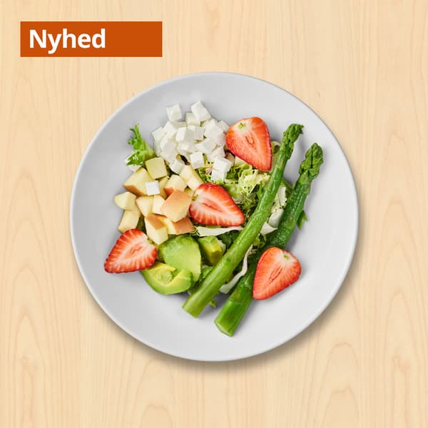 Sommersalat
med jordbær, æble, asparges, avocado, salatost og lemonvinaigrette


49.-

+ 4 stk. plantebaserede boller 12.-