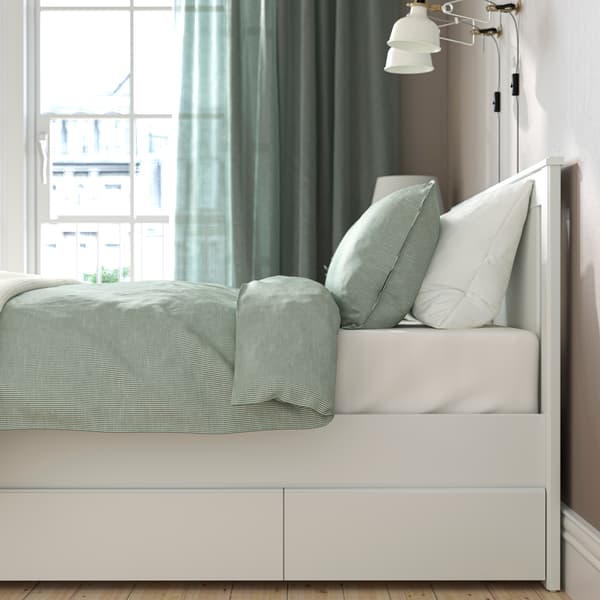 SONGESAND
Bed frame with 2 storage boxes,
white, 140x200 cm