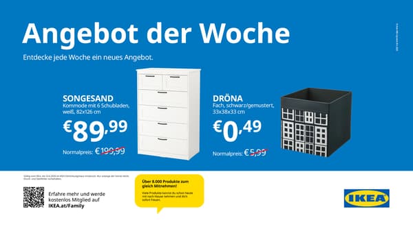 Songesand Kommode für 89,99€ statt 199,99€ und Dröna Fach 0,49€ statt 5,99€