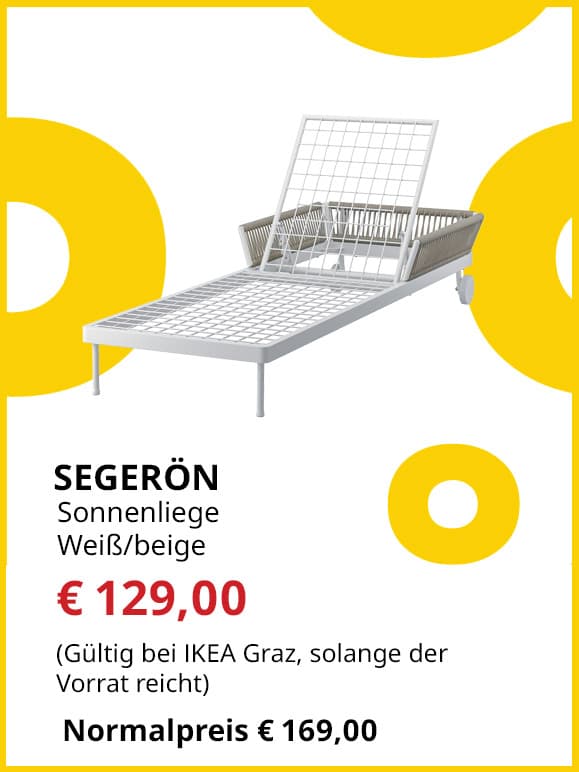 Sonnenliege Segerön, weiß/beie, statt € 169 um € 129.