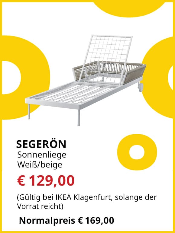 Sonnenliege Segerön, weiß/beie, statt € 169 um € 129.