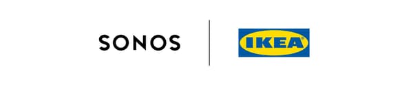 Sonos logo och IKEA-logon representerar samarbetet omkring SYMFONISK – en helt ny ljudserie.