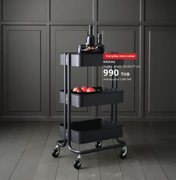 Space-wise trolley that fits in the smallest of spaces and can be moved to wherever you need extra storage for kitchen utensils, desk accessories, keys and chargers. Lockable castors ensure stability.