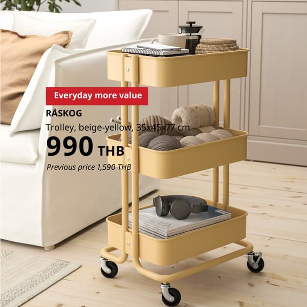 Space-wise trolley that fits in the smallest of spaces and can be moved to wherever you need extra storage for kitchen utensils, desk accessories, keys and chargers. Lockable castors ensure stability.