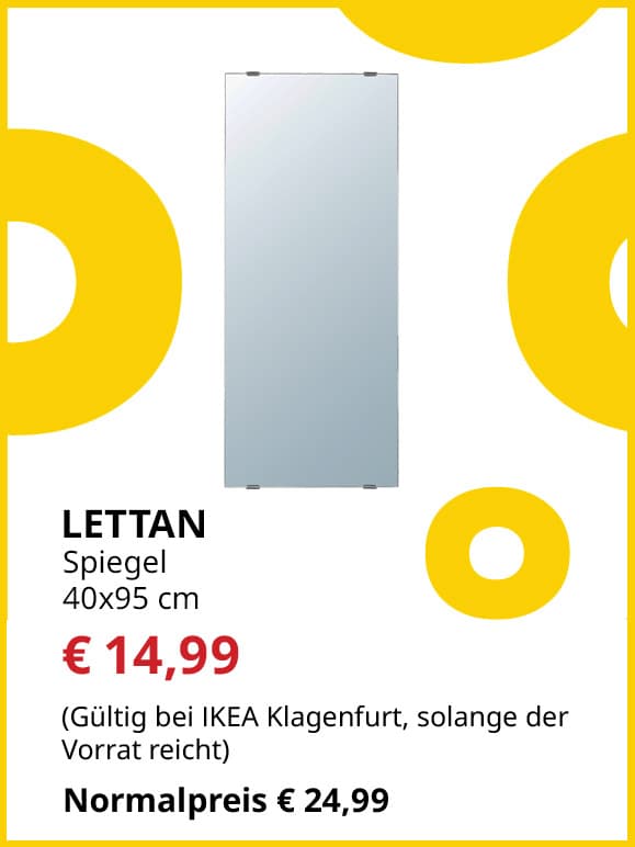 Spiegel Lettan, 40x95cm, statt € 24,99 um € 14,99.