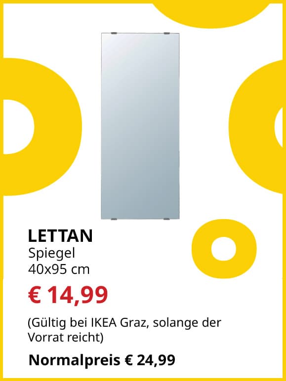 Spiegel Lettan, 40x95cm, statt € 24,99 um € 14,99.