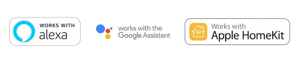 Sprachsteuerung Logos von Alexa, Google Assistant und Apple Homekit