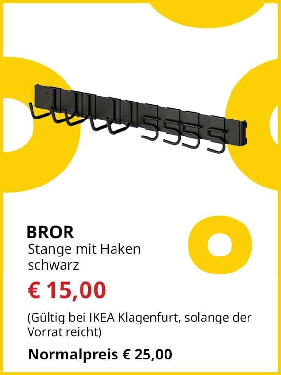 Stange Bror, mit Haken, schwarz, statt € 25 um € 15.