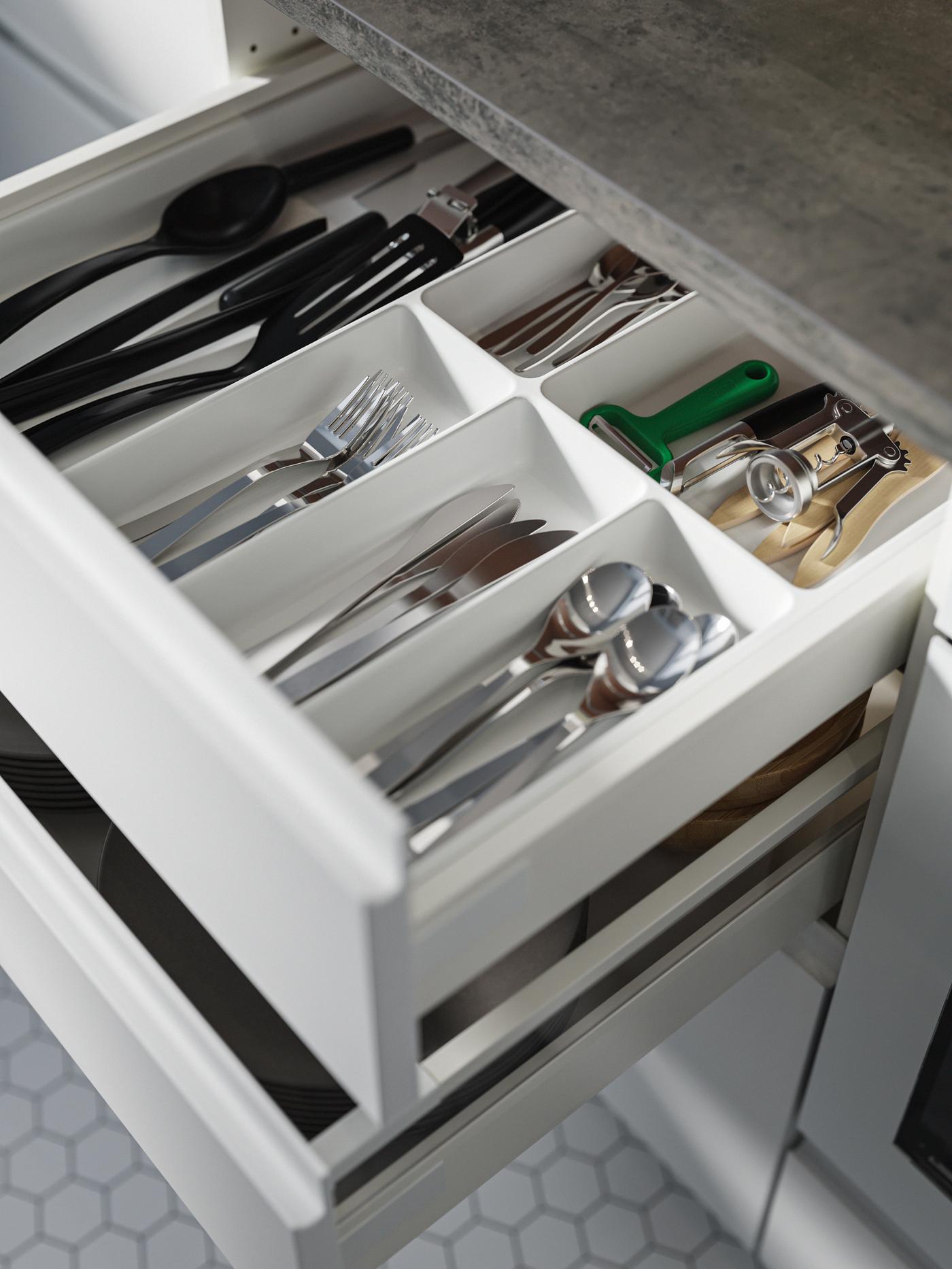 STÖDJA
Tacka/pojemnik na sztućce, biały, 51x50 cm