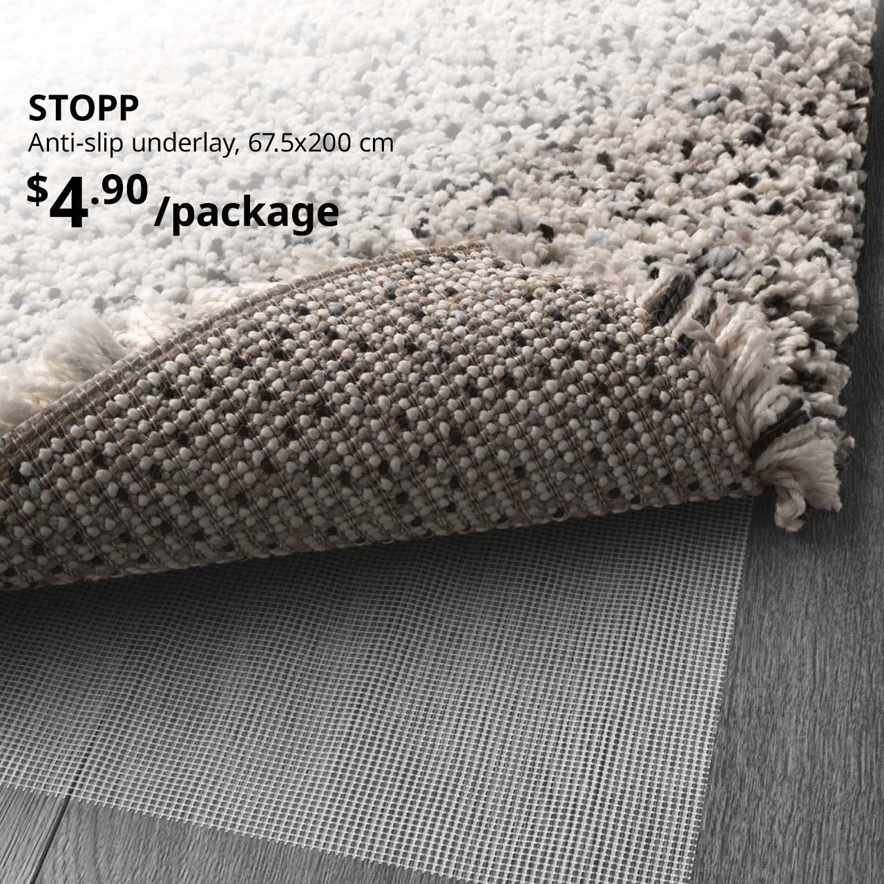 STOPP anti-slip underlay, 67.5x200 cm. Price: $4.90/package