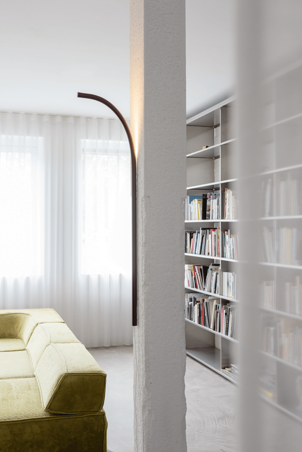 Straight LED light hanging on wall