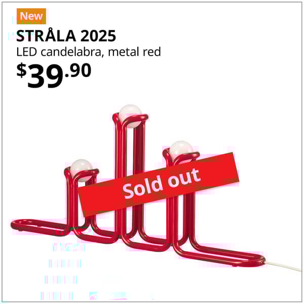 STRÅLA 2025 LED candelabra, metal red
