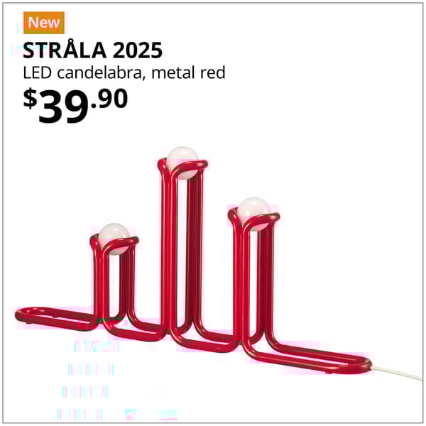 STRÅLA 2025 LED candelabra, metal red