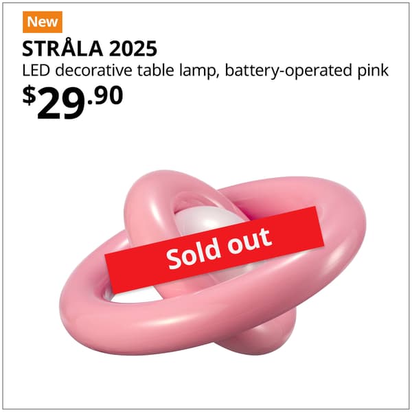 STRÅLA LED decorative table lamp, plastic/battery-operated pink