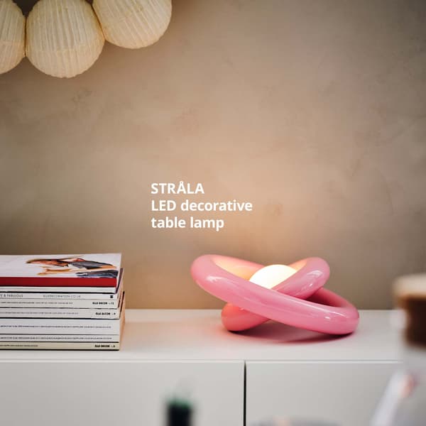 STRÅLA, pink LED decorative table lamp
