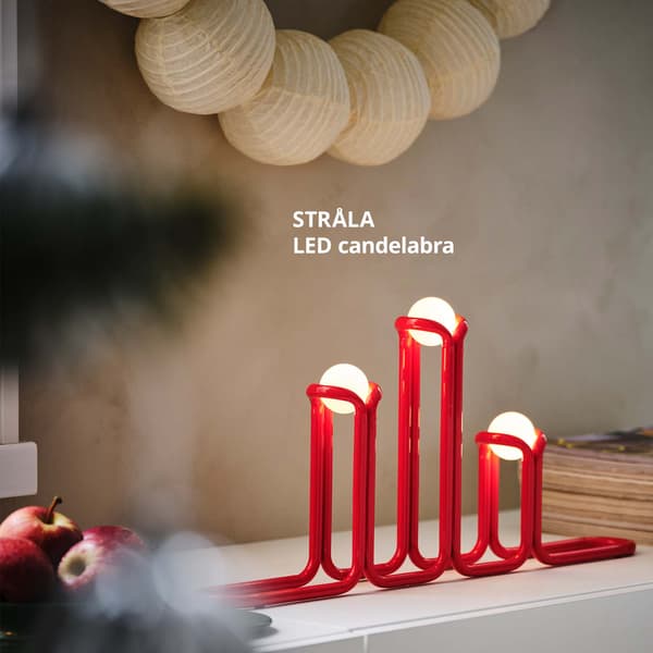 STRÅLA Red LED candelabra