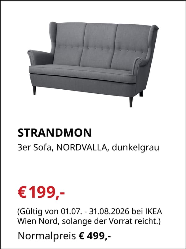 STRANDMON
3er Sofa, Nordvalla dunkelgrau

€199,- statt €499,-