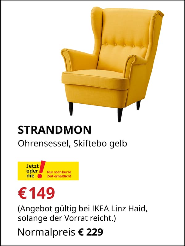 STRANDMON Ohrensessel, Skiftebo gelb, €149 statt €229