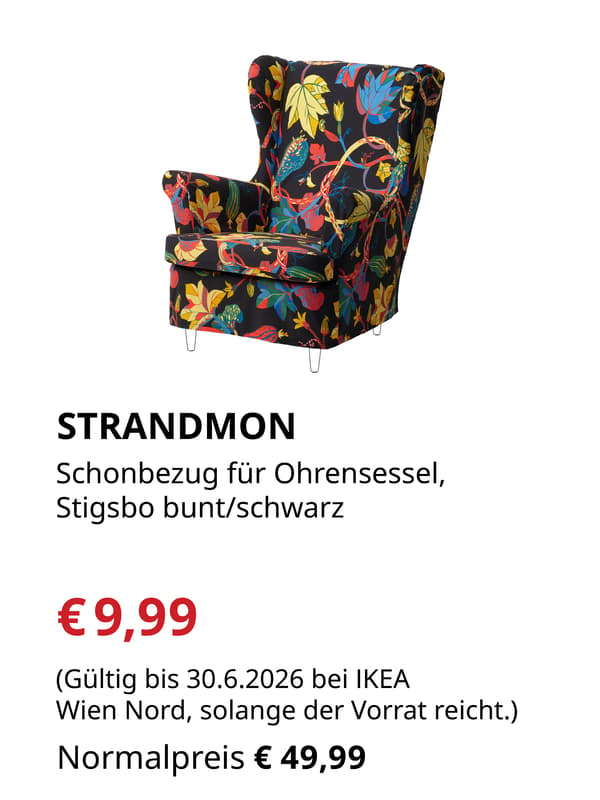 STRANDMON
Schonbezu für Ohrensessel
Stigsbo bunt/schwarz

€9,99 statt €49,99
