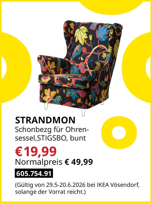 STRANDMON Schonbezug für Ohren-sessel, STIGSBO, buntzum Midsommar Sale Preis von € 19,99 statt Normalpreis € 49,99