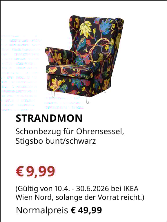 STRANDMON
Schonbezug für Ohrensessel
€9,99 statt €49,99