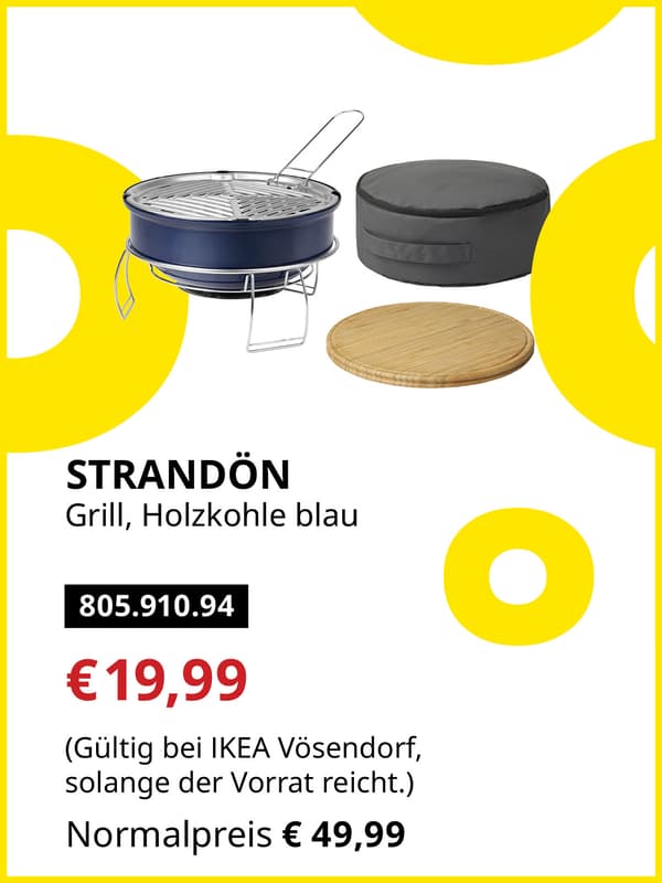 STRANDÖN Grill, Holzkohle statt € 49,- zum IKEA Frühlingsangebots- Preis von € 19,99