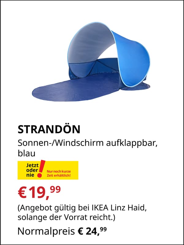 STRANDÖN Sonnen-/Windschirm aufklappbar. € 19,99 statt € 24,99