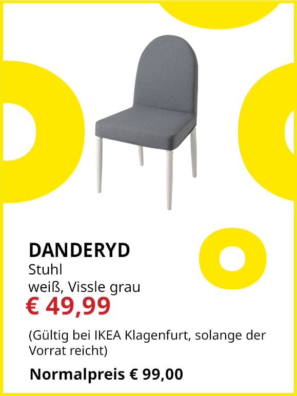 Stuhl Danderyd, weiß, Bezug Vissle Grau, statt €99 um €49,99.