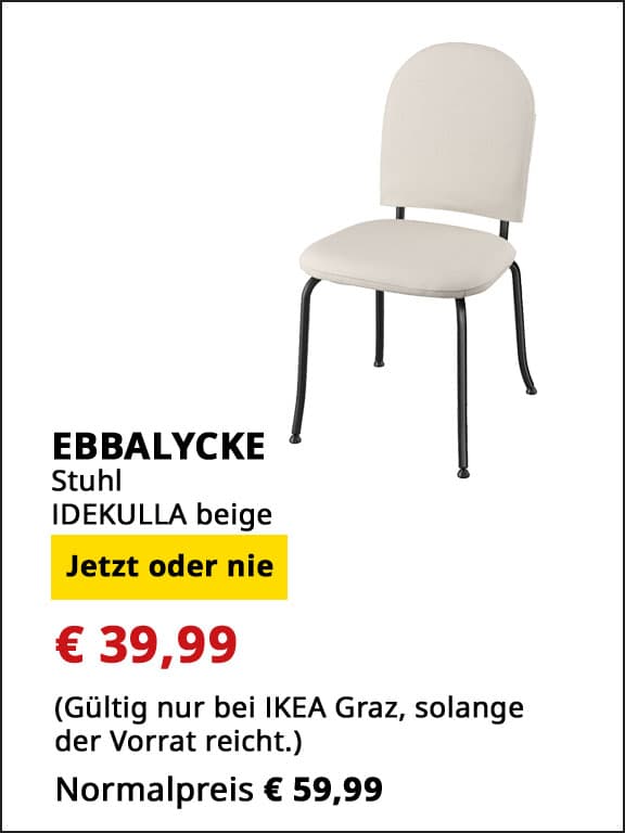 Stuhl Ebbalycke, Idekulla beige, statt € 59,99 um € 39,99.