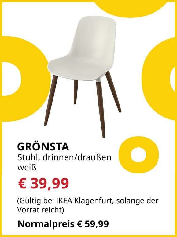 Stuhl Grönsta, innen außen, statt € 59,99 um € 39,99.