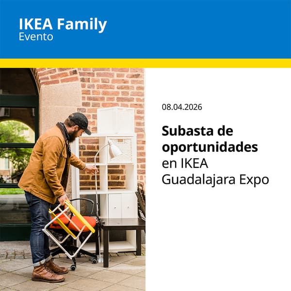 Subasta de oportunidades para IKEA Family en IKEA Guadalajara Expo, abril 2026.