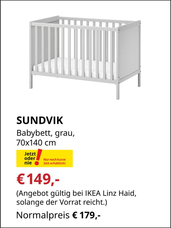 SUNDVIK Babybett. € 149,- statt € 179,-