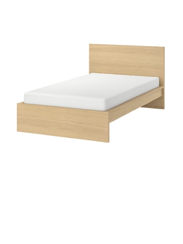 Super single size MALM bed frame in white stained oak veneer.