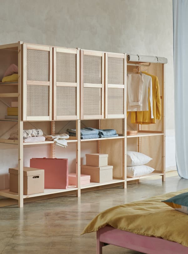 Sustainable wardrobe with bamboo doors