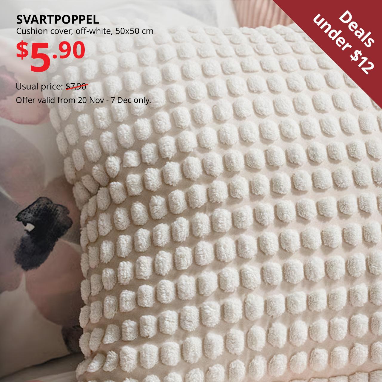 SVARTPOPPEL Cushion cover, off-white, 50x50 cm. $7.90