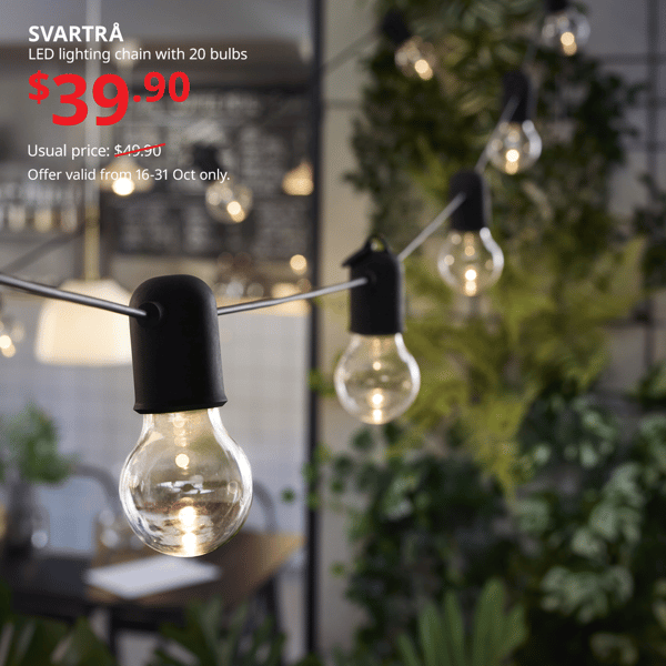 SVARTRA LED Lighting chain with 20 bulbs