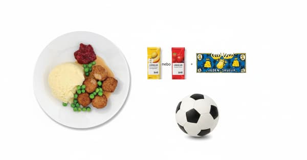 Švédské masové kuličky
5 ks kuliček, smetanová omáčka, hrášek, brusinky, příloha, smoothie LÅNGLUR z ovoce a zeleniny nebo smoothie LÅNGLUR s jablky a lesním ovocem, plyšová hračka SPARKA