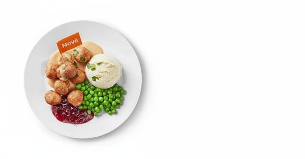 Švédské masovo-zeleninové kuličky s bramborovou kaší a hráškem